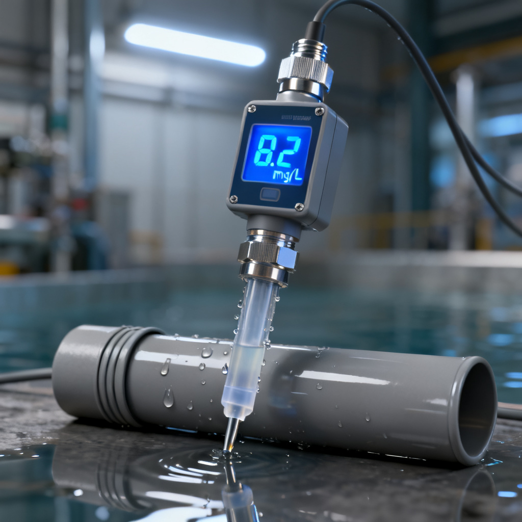 Electrochemical DO sensor calibration setup with calibration sleeve and meter