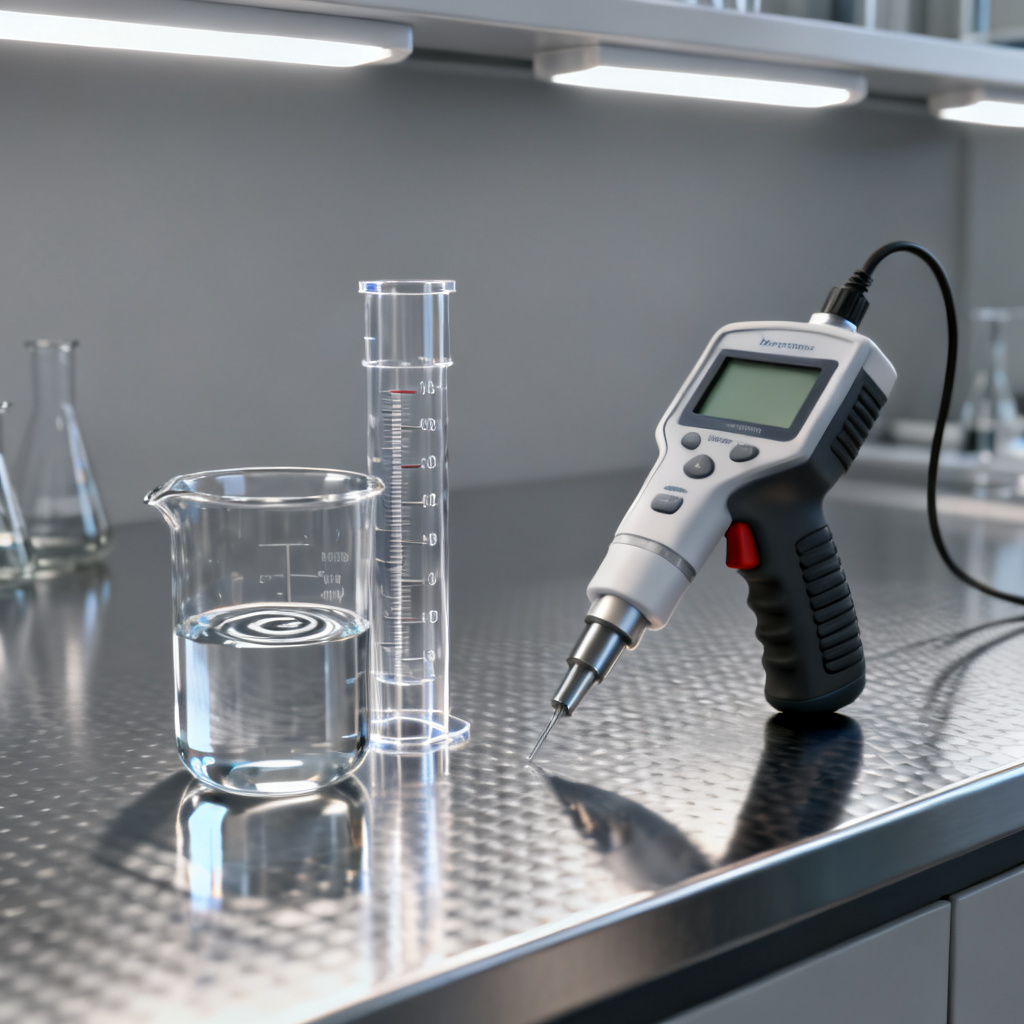 Optical DO Sensor Calibration setup with calibration sleeve and meter