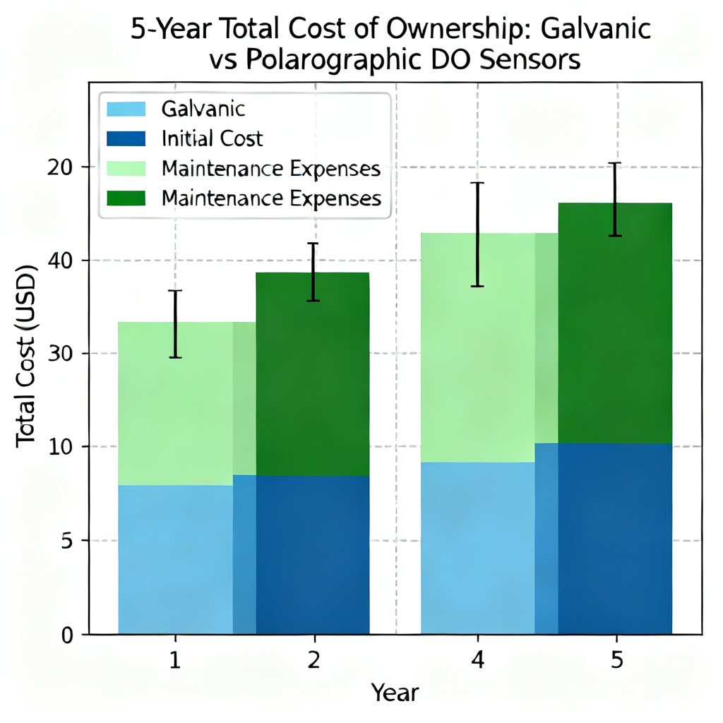 Total cost of ownership comparison Galvanic vs Polarographic DO sensor over 5 years